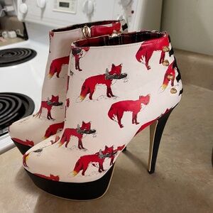 Spit Spot Fox Print Platform Boots